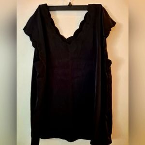 Scalloped Black Shirt - Express